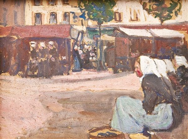 Marktplatz In Der Bretagne Oil Painting by Fernand Piet