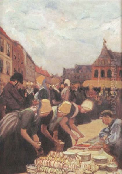 Groser Geschirrmarkt Oil Painting by Fernand Piet