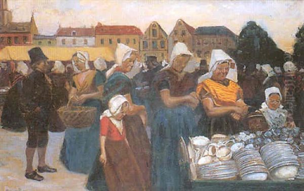 Jour De Marche Oil Painting by Fernand Piet