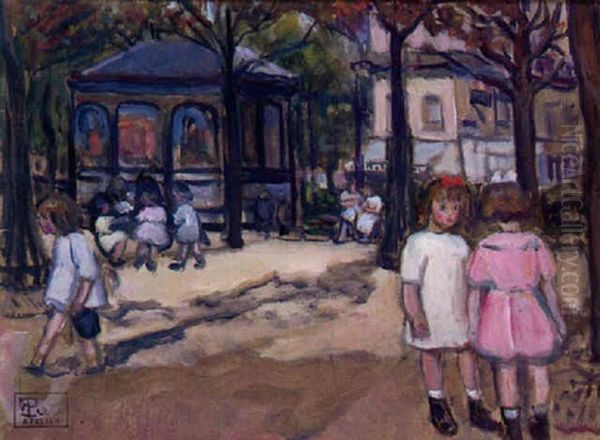 Les Fillettes Au Jardin Public Oil Painting by Fernand Piet