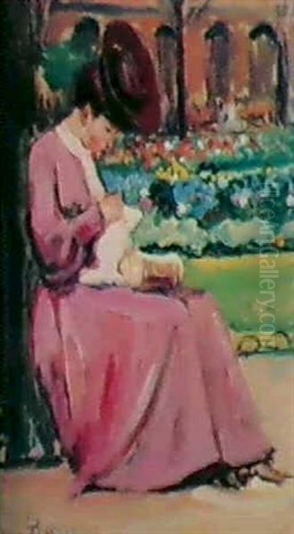 Femme Au Jardin Fleuri Oil Painting by Fernand Piet