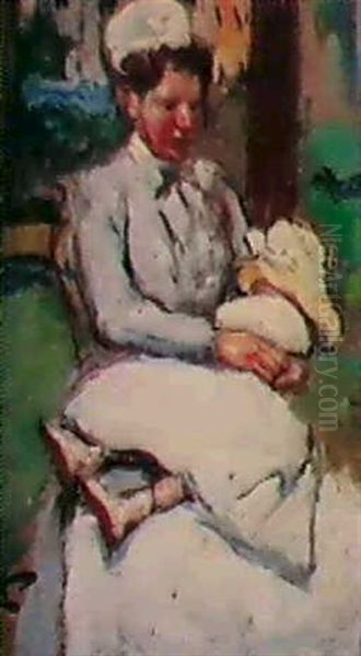 Nurse Anglaise Au Parc Monceau Oil Painting by Fernand Piet