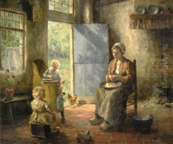 Domestic Bliss Oil Painting by Evert Pieters