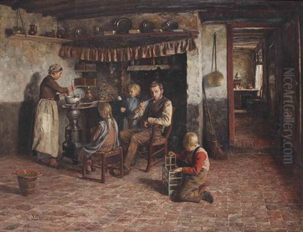 Boerenkeuken: Domestic Bliss Oil Painting by Evert Pieters