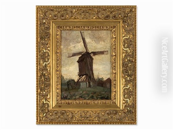 Old Windmill Oil Painting by Evert Pieters