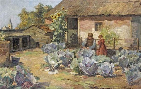 In The Vegetable Garden, Blaricum Oil Painting by Evert Pieters