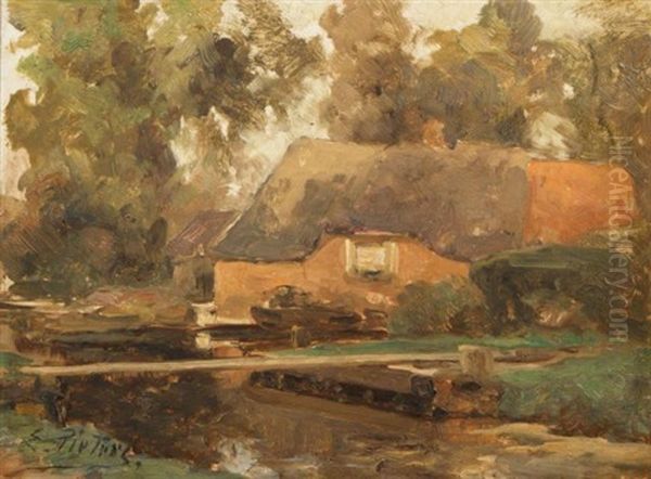 Farmhouse By The Water Oil Painting by Evert Pieters