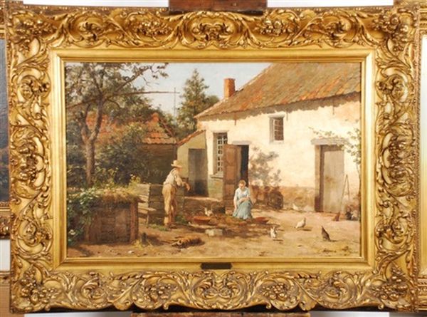 Cour De Ferme Ensoleillee Oil Painting by Evert Pieters