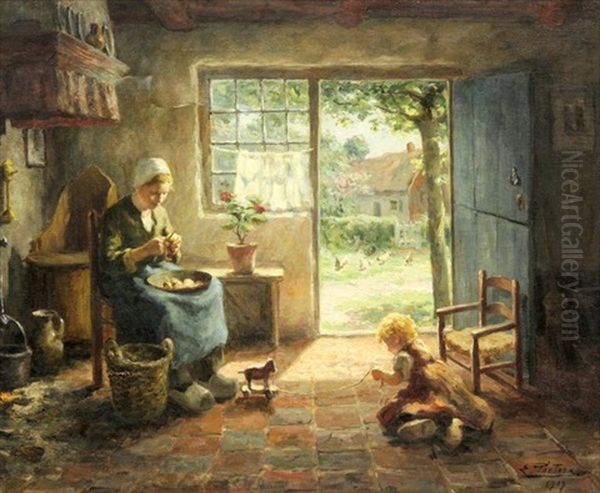 Mother And Child Oil Painting by Evert Pieters