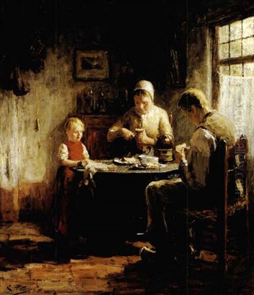 The Family Meal Oil Painting by Evert Pieters