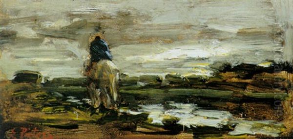 A Horseman On A Towingpath Oil Painting by Evert Pieters