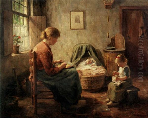 Caring For The Children Oil Painting by Evert Pieters