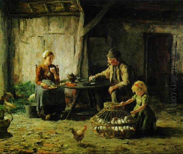 Counting The Chicks Oil Painting by Evert Pieters