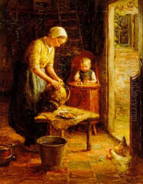 A Happy Family Oil Painting by Evert Pieters