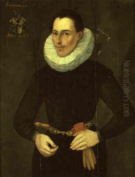 Portrait Of A Gentleman Wearing A Black Tunic Oil Painting by Pieter Pietersz the Younger