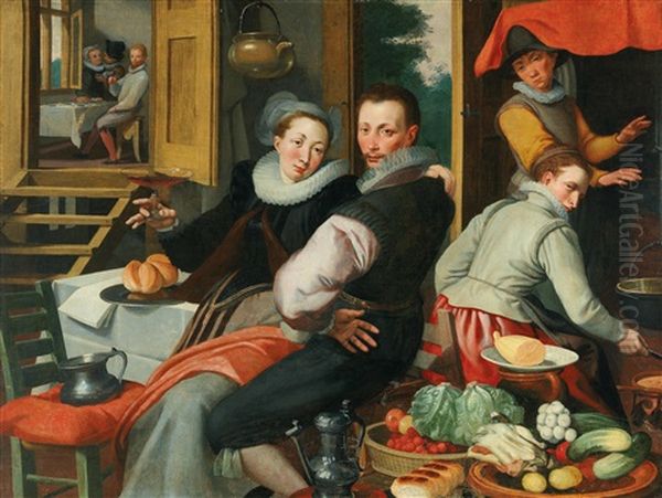 A Tavern Interior Oil Painting by Pieter Pietersz