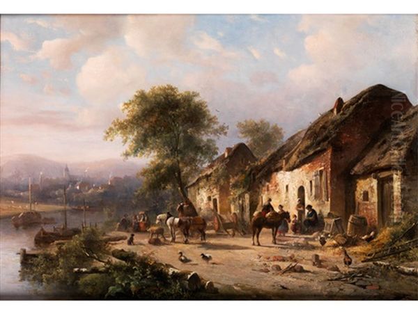 Landschaft Mit Herberge Und Reisenden by Abraham Van Der Wayen Pieterszen