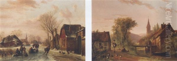 Dusk At The Watermill In Summer Oil Painting by Abraham Van Der Wayen Pieterszen