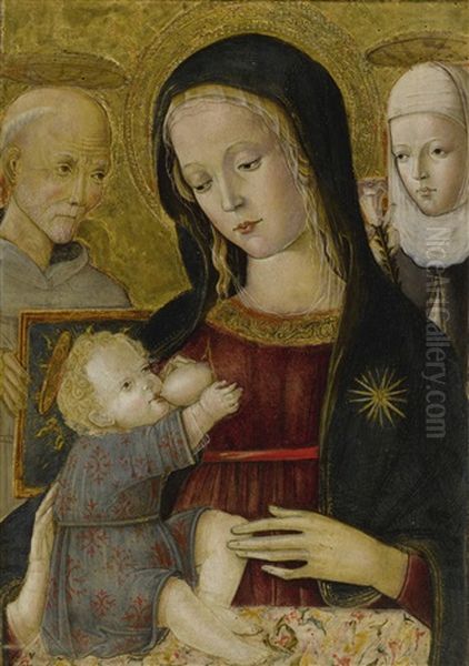 Madonna And Child With Saint Bernardino And Saint Catherine Of Siena Oil Painting by  Pietro di Domenico