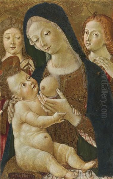 Madonna And Child With Two Angels Oil Painting by  Pietro di Domenico