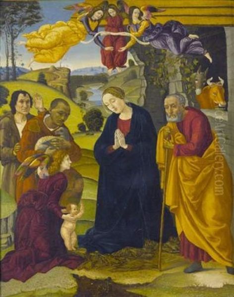 L'adoration Des Bergers Oil Painting by Michelangelo di Pietro Membrini