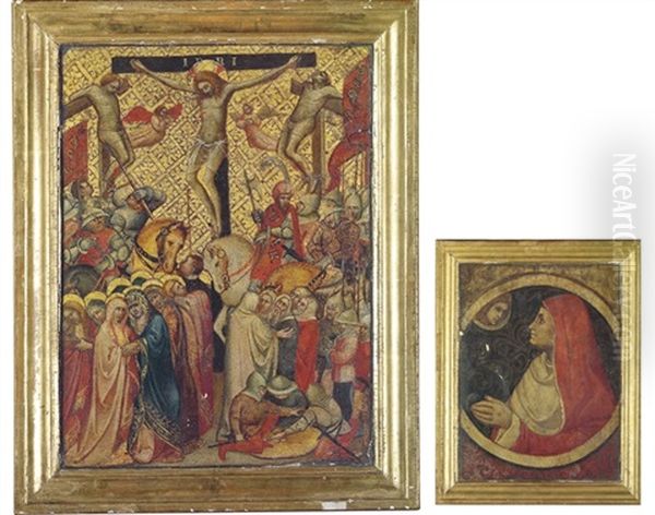 Pietro_andrea Di The Crucifixion (+ A Female Saint Experiencing A Vision, Verso) Oil Painting by Andrea di Pietro