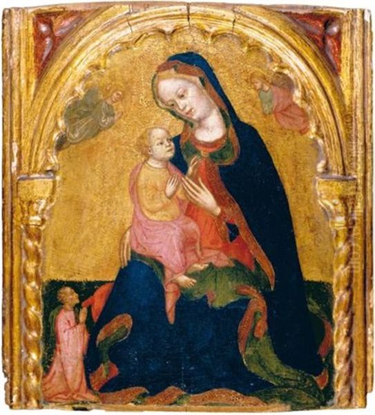 The Madonna Of Humility, With A Donor And Angels Oil Painting by Zanino di Pietro