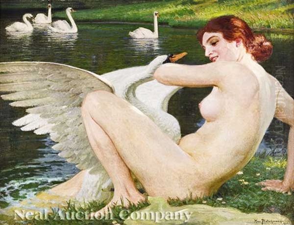 Leda And The Swan Oil Painting by Max Ernst Pietschmann