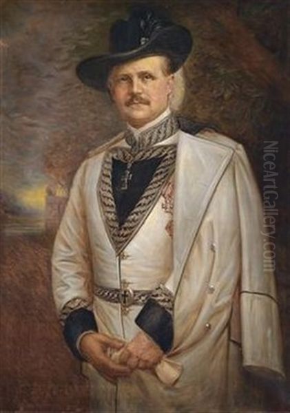 Franz Josef Freiherr Von Reischach Oil Painting by Karl Pietzner