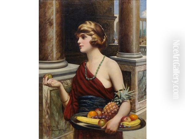 The Fruit Seller Oil Painting by Harold H. Piffard