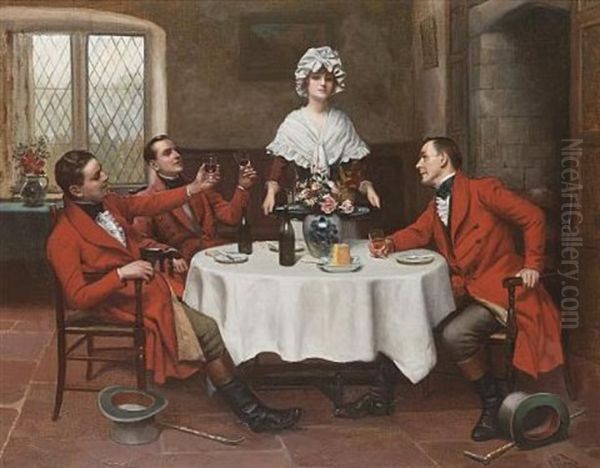 The Huntsmen's Toast Oil Painting by Harold H. Piffard