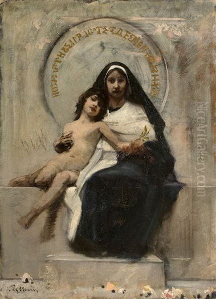 Madonna With Child Oil Painting by Elimar Ulrich Bruno Piglhein