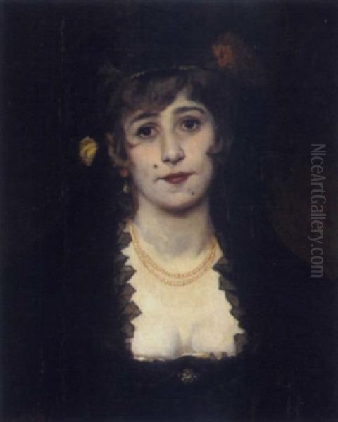 Halbportrait Einer Dame In Abendkleidung Oil Painting by Elimar Ulrich Bruno Piglhein