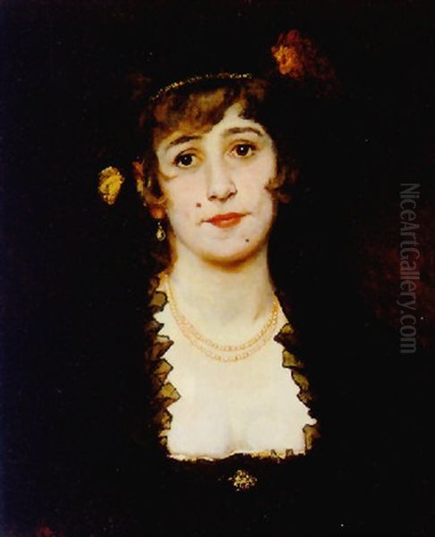 Halbportrait Einer Dame In Abendkleidung Oil Painting by Elimar Ulrich Bruno Piglhein