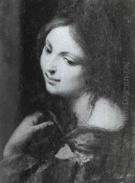 A Female Martyr Holding A Martyr's Palm Oil Painting by Simone Pignone