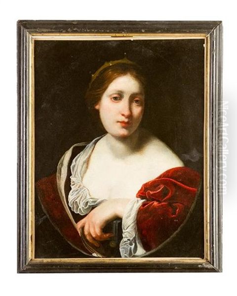 Portrait Of A Queen In Oval Form Oil Painting by Simone Pignoni