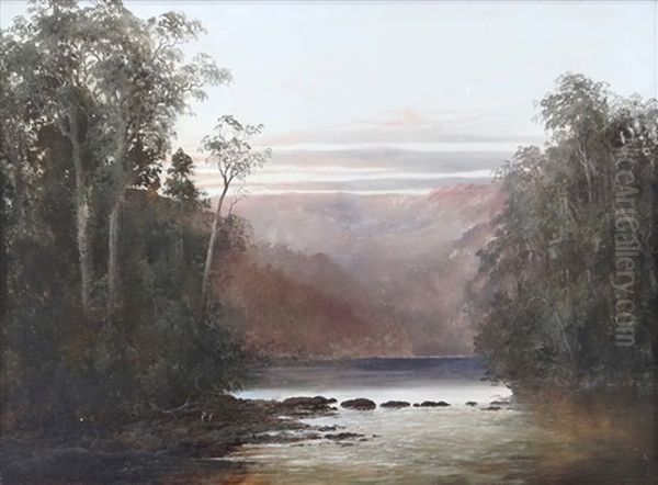 Craycroft River, Tasmania Oil Painting by William Charles Piguenit