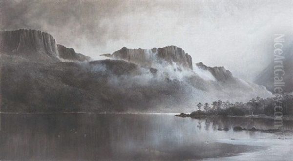 Tasmanian Lake Landscape (mt. Olympus, Lake St. Clair) Oil Painting by William Charles Piguenit