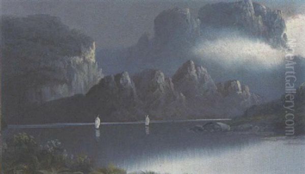 Untitled (lake And Mountains) Oil Painting by William Charles Piguenit