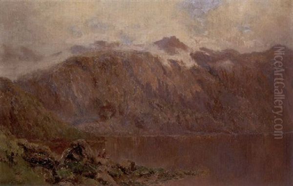 The Blue Lake, Mt. Kosciusko Oil Painting by William Charles Piguenit