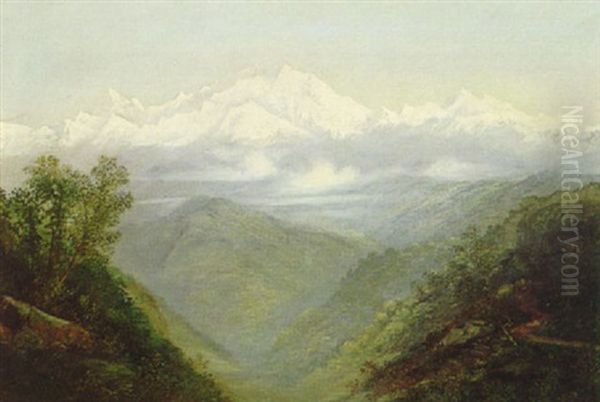 Tasmanian Mountain Range Oil Painting by William Charles Piguenit