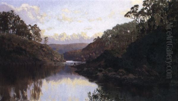 Early Morning North Esk River Oil Painting by William Charles Piguenit