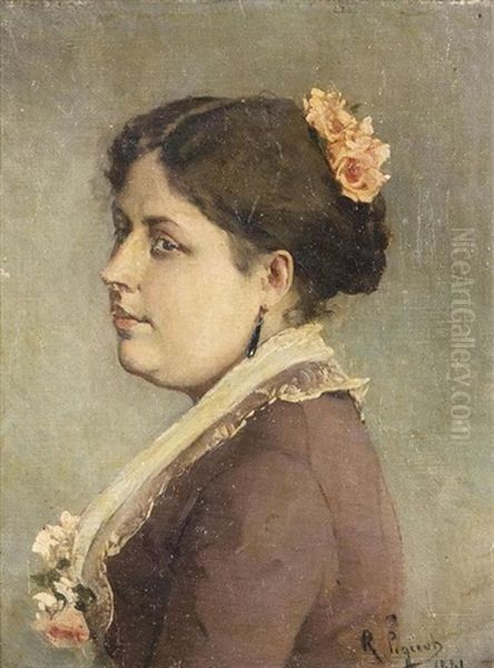 Portrait De Madame Hanotaux Oil Painting by Rodolphe Piguet