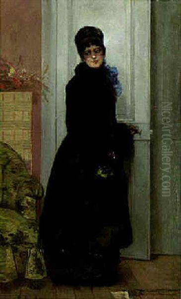 At The Doorway Oil Painting by Rodolphe Piguet