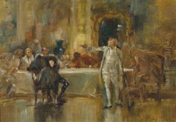 After Dinner Debate Oil Painting by William Henry Pike