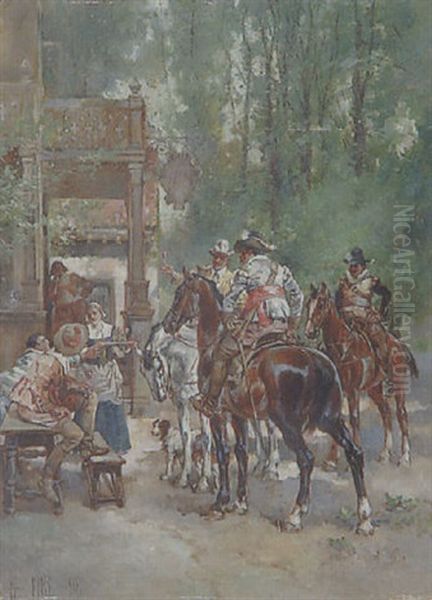 A Pause For Refreshment Oil Painting by William Henry Pike