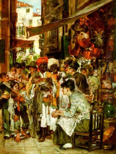 In A Venetian Calle Oil Painting by William Henry Pike