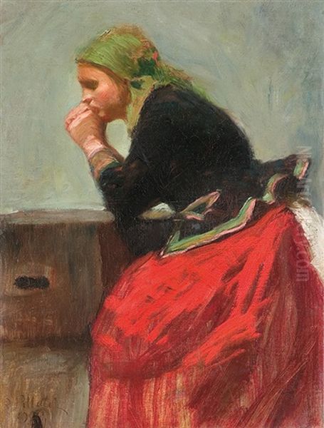 Girl From Cracow Oil Painting by Gustaw Pilatti