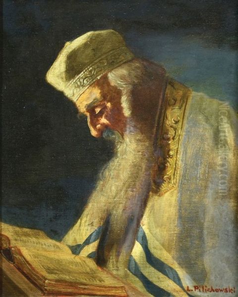 Rabbi Oil Painting by Leopold Pilichowski