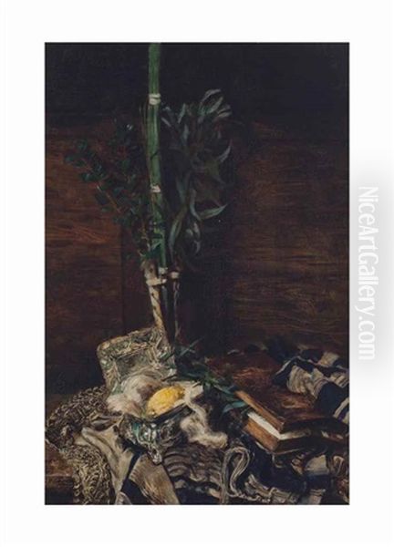 The Sukkot Image Of The Lulav Oil Painting by Leopold Pilichowski